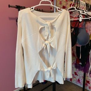 Cream Tie Back Sweater